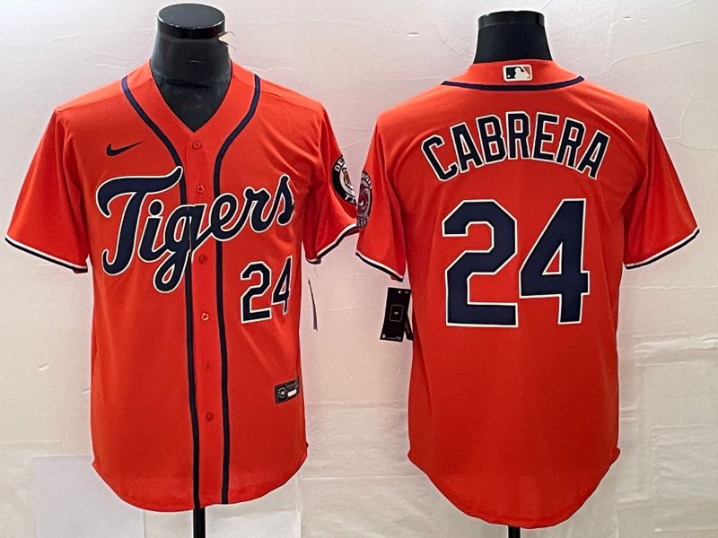 Men Detroit Tigers #24 Cabrera Orange Game Nike 2023 MLB Jersey